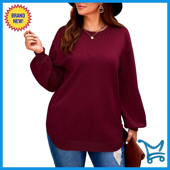 Oversized Pullover Sweater Loose Fit Tunic Crew Neck Fall Winter Casual Chic